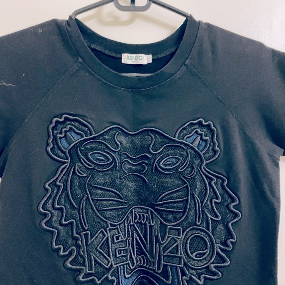 Kenzo Classic Black T-Shirt Dress with Tiger Size Small